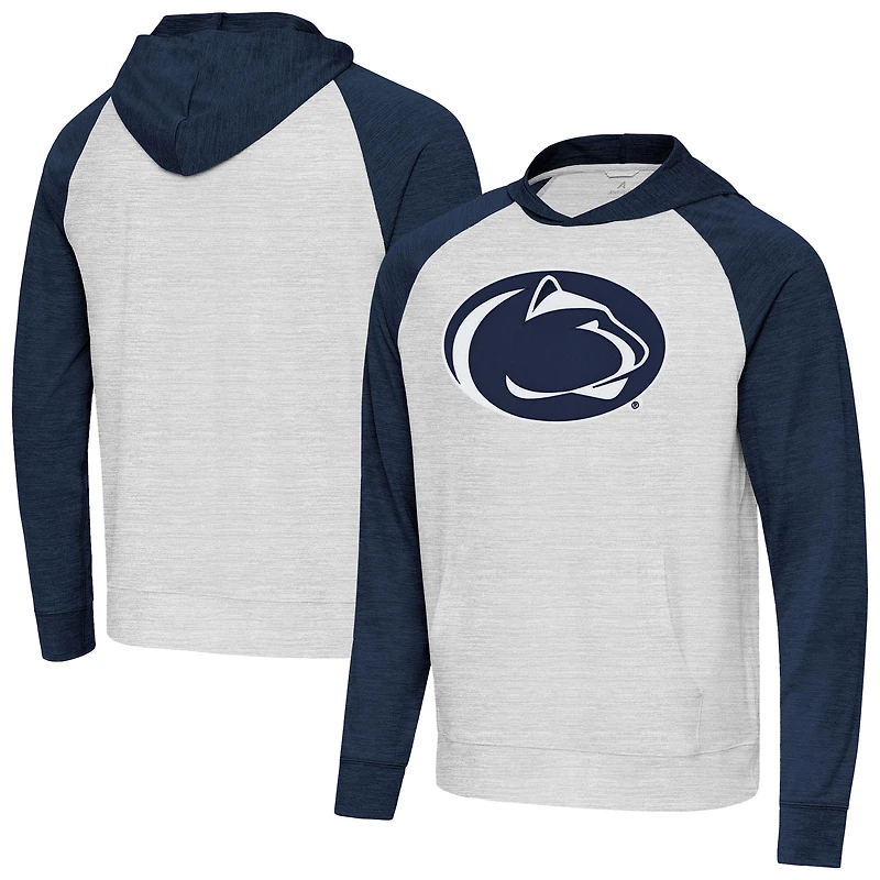 Men's Antigua Heather Navy/Gray Penn State Nittany Lions Urgent Pullover Hoodie