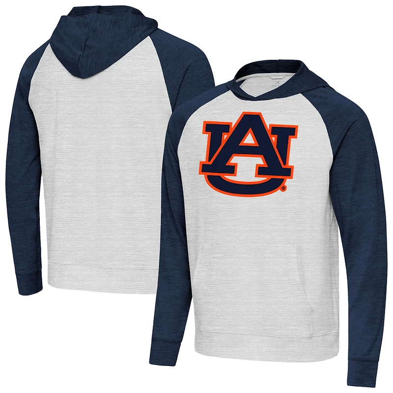 Men's Antigua Heather Navy/Gray Auburn Tigers Urgent Pullover Hoodie