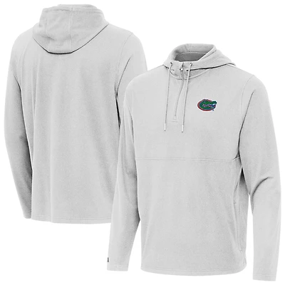 Men's Antigua Gray Florida Gators Connected Quarter-Zip Waffle-Knit Tri-Blend Hoodie