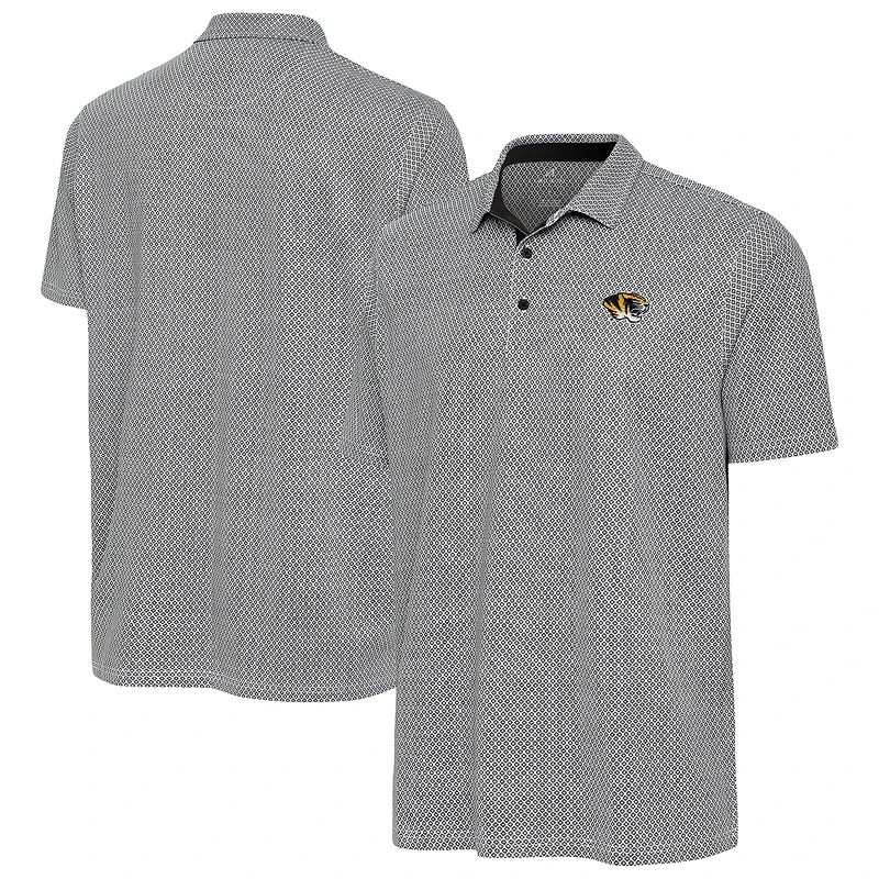 Men's Antigua Heather Black Missouri Tigers Intersect Polo