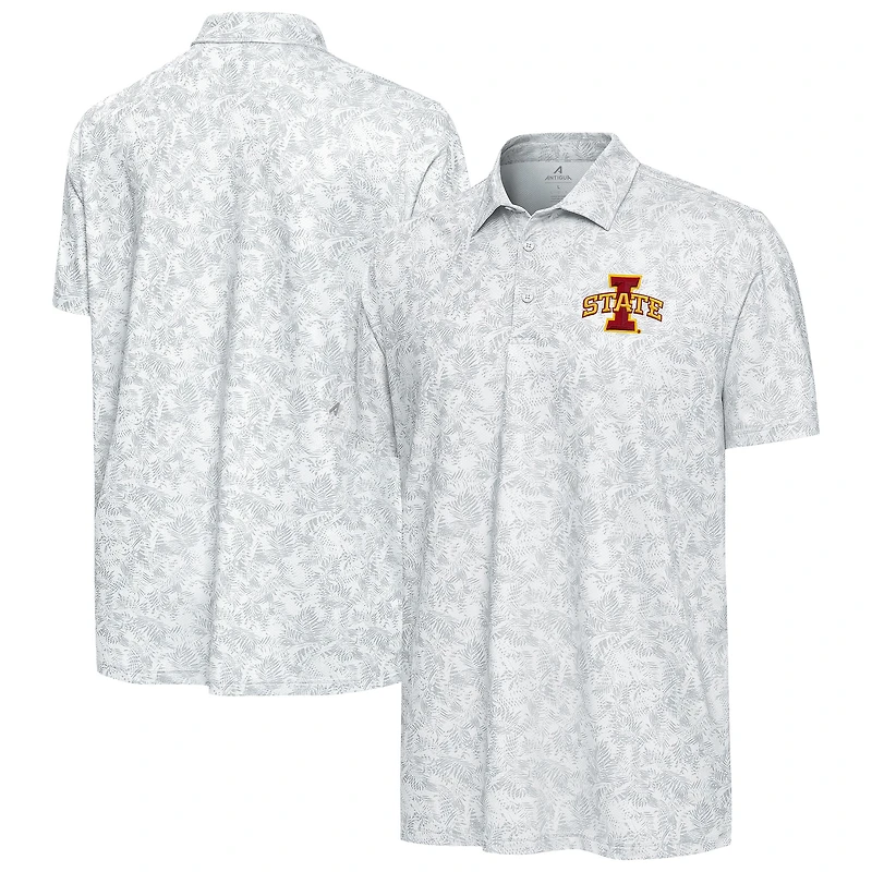 Men's Antigua White Iowa State Cyclones Lush Polo