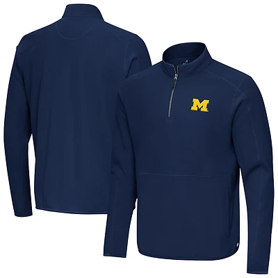 Men's Antigua Navy Michigan Wolverines Step Up Quarter-Zip Pullover
