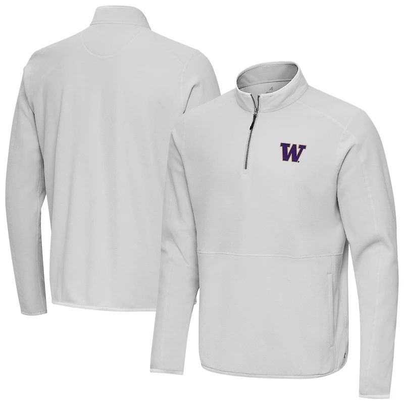 Men's Antigua Gray Washington Huskies Step Up Quarter-Zip Pullover