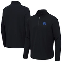 Men's Antigua Heather Black Kentucky Wildcats Sync Quarter-Zip Waffle-Knit Tri-Blend Pullover