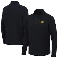 Men's Antigua Heather Black LSU Tigers Sync Quarter-Zip Waffle-Knit Tri-Blend Pullover