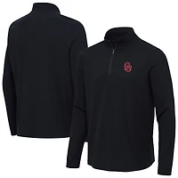 Men's Antigua Heather Black Oklahoma Sooners Sync Quarter-Zip Waffle-Knit Tri-Blend Pullover