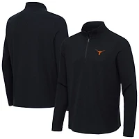 Men's Antigua Heather Black Texas Longhorns Sync Quarter-Zip Waffle-Knit Tri-Blend Pullover