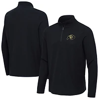 Men's Antigua Heather Black Colorado Buffaloes Sync Quarter-Zip Waffle-Knit Tri-Blend Pullover