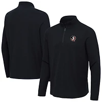 Men's Antigua Heather Black Florida State Seminoles Sync Quarter-Zip Waffle-Knit Tri-Blend Pullover