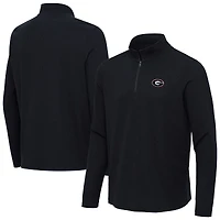 Men's Antigua Heather Black Georgia Bulldogs Sync Quarter-Zip Waffle-Knit Tri-Blend Pullover