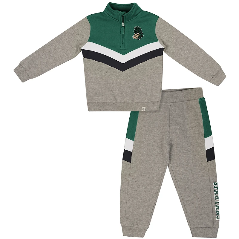 Toddler Colosseum  Heather Gray Michigan State Spartans Clarence Fleece Quarter-Zip Sweatshirt & Sweatpants Set