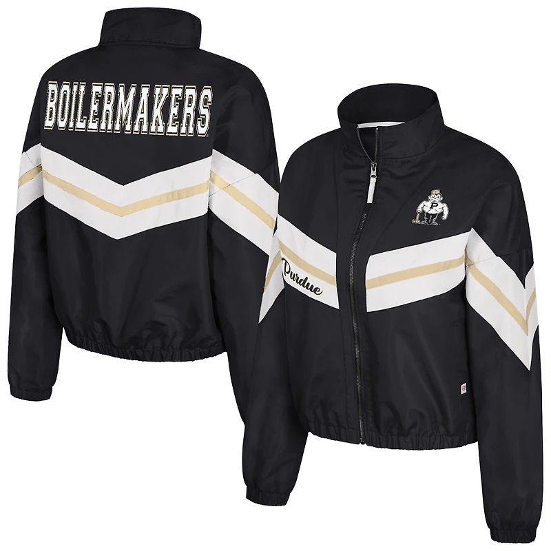 Women's Colosseum Black Purdue Boilermakers Thin Ice Full-Zip Windbreaker