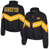 Women's Colosseum  Black Iowa Hawkeyes Thin Ice Full-Zip Windbreaker