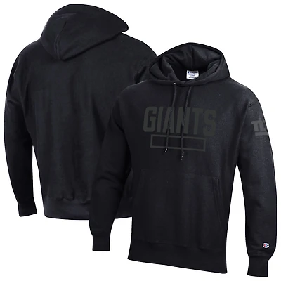 Men's Champion Black New York Giants Tonal Reverse Weave Fleece Hoodie