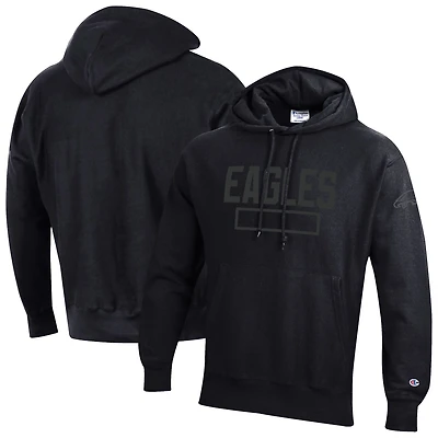 Men's Champion Black Philadelphia Eagles Tonal Reverse Weave Fleece Hoodie