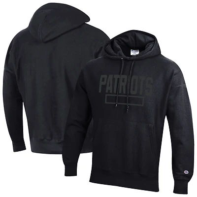 Men's Champion Black New England Patriots Tonal Reverse Weave Fleece Hoodie