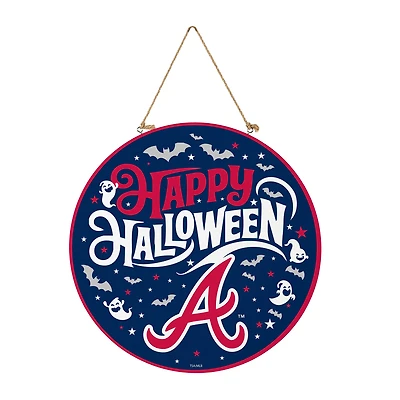 Atlanta Braves 18" Happy Halloween Wooden Round Door Sign