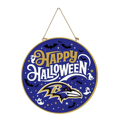 Baltimore Ravens 18" Happy Halloween Wooden Round Door Sign