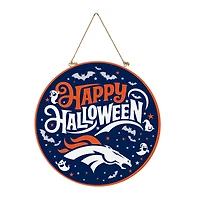 Denver Broncos 18" Happy Halloween Wooden Round Door Sign