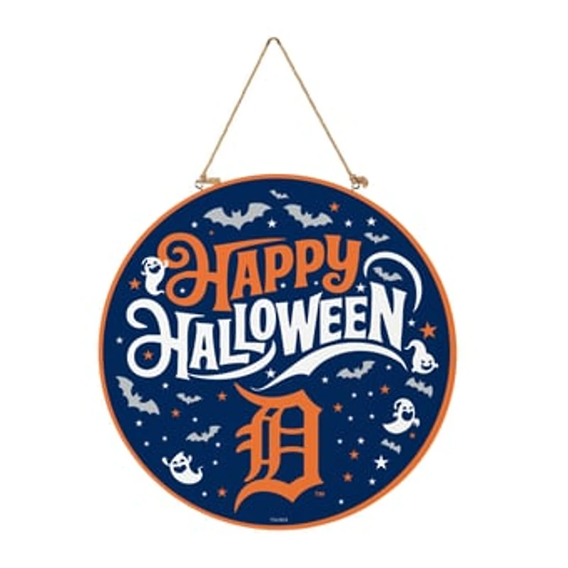 Detroit Tigers 18" Happy Halloween Wooden Round Door Sign