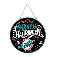 Miami Dolphins 18" Happy Halloween Wooden Round Door Sign