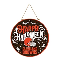 Cleveland Browns 18" Happy Halloween Wooden Round Door Sign