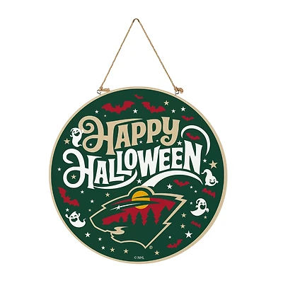Minnesota Wild 18" Happy Halloween Wooden Round Door Sign