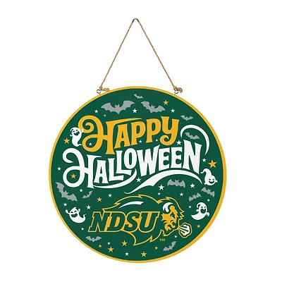 NDSU Bison 18" Happy Halloween Wooden Round Door Sign