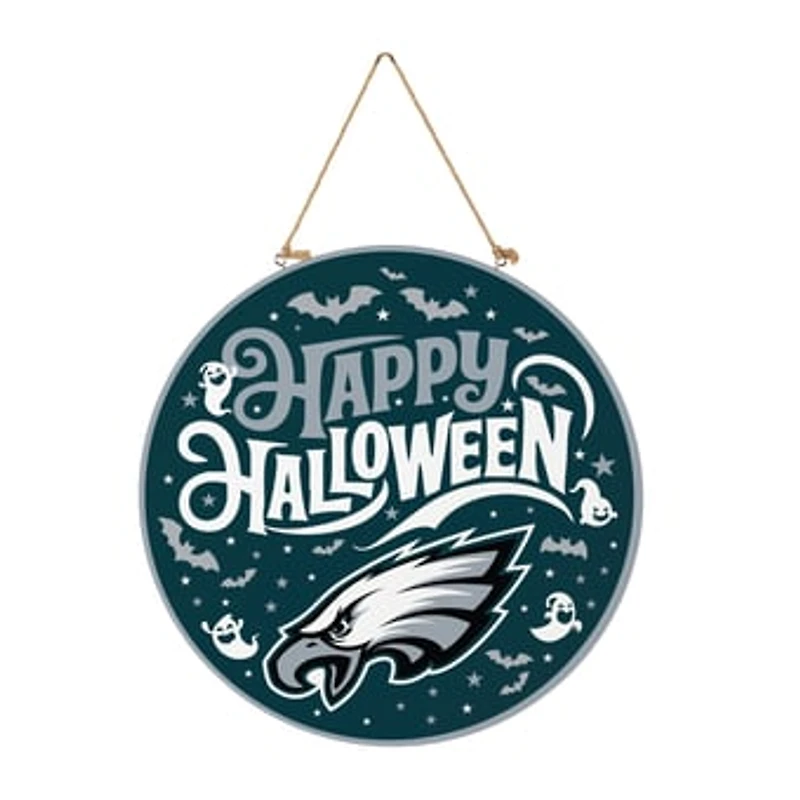 Philadelphia Eagles 18" Happy Halloween Wooden Round Door Sign