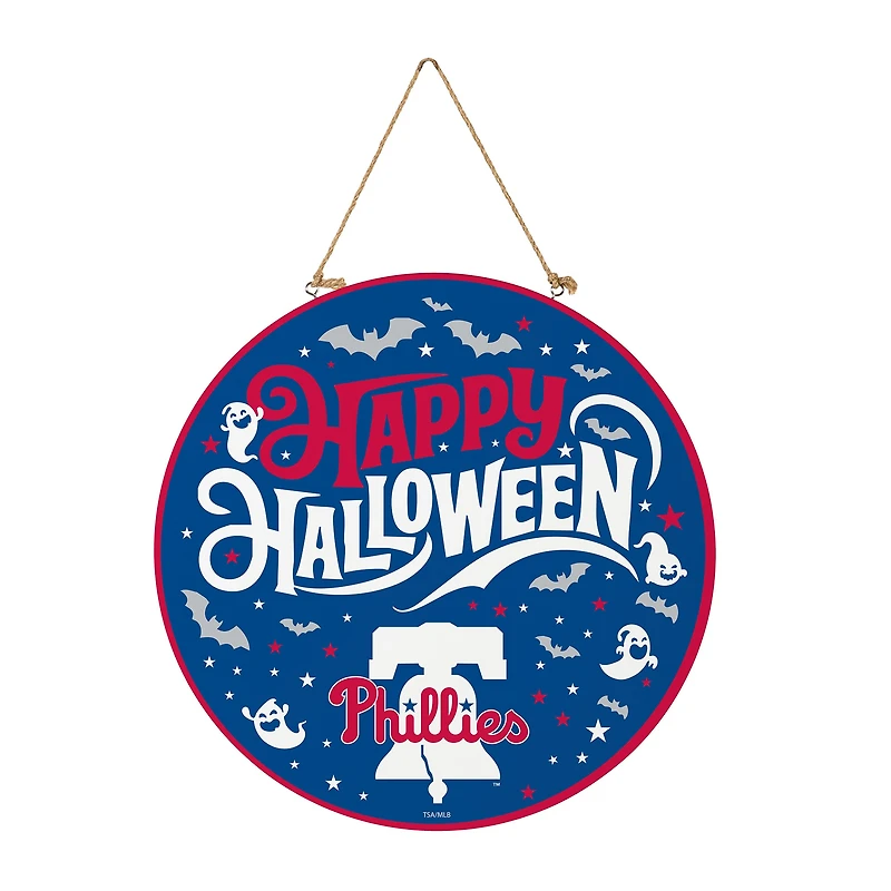 Philadelphia Phillies 18" Happy Halloween Wooden Round Door Sign