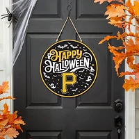 Pittsburgh Pirates 18" Happy Halloween Wooden Round Door Sign