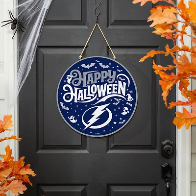 Tampa Bay Lightning 18" Happy Halloween Wooden Round Door Sign