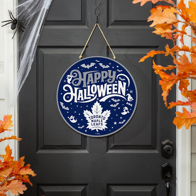 Toronto Maple Leafs 18" Happy Halloween Wooden Round Door Sign