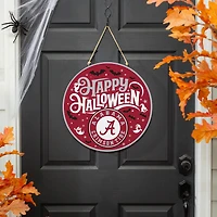Alabama Crimson Tide 18" Happy Halloween Wooden Round Door Sign