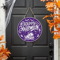 TCU Horned Frogs 18" Happy Halloween Wooden Round Door Sign