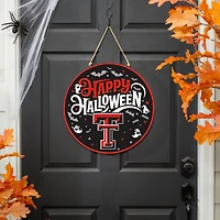Texas Tech Red Raiders 18" Happy Halloween Wooden Round Door Sign