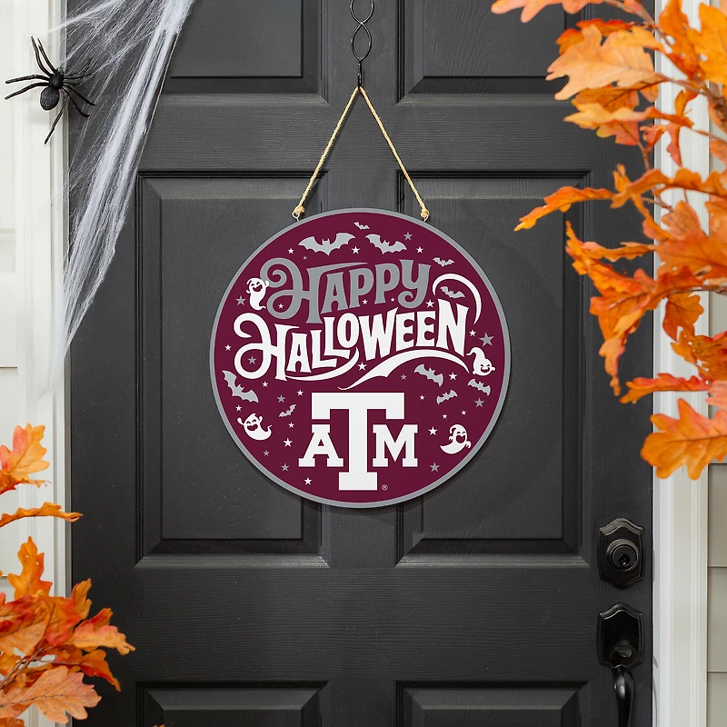 Texas A&M Aggies 18" Happy Halloween Wooden Round Door Sign