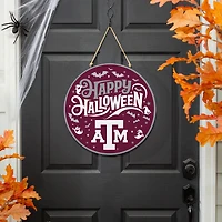 Texas A&M Aggies 18" Happy Halloween Wooden Round Door Sign