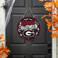 Georgia Bulldogs 18" Happy Halloween Wooden Round Door Sign