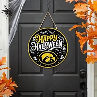 Iowa Hawkeyes 18" Happy Halloween Wooden Round Door Sign