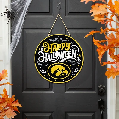 Iowa Hawkeyes 18" Happy Halloween Wooden Round Door Sign