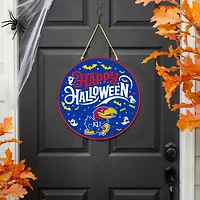 Kansas Jayhawks 18" Happy Halloween Wooden Round Door Sign
