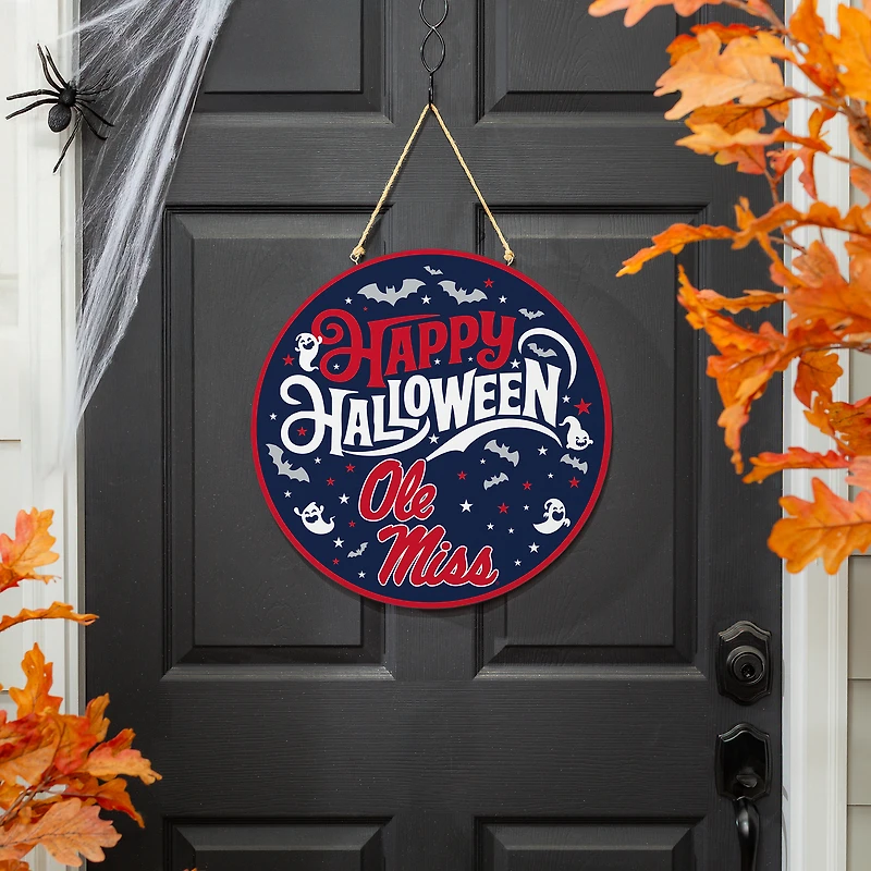 Ole Miss Rebels 18" Happy Halloween Wooden Round Door Sign