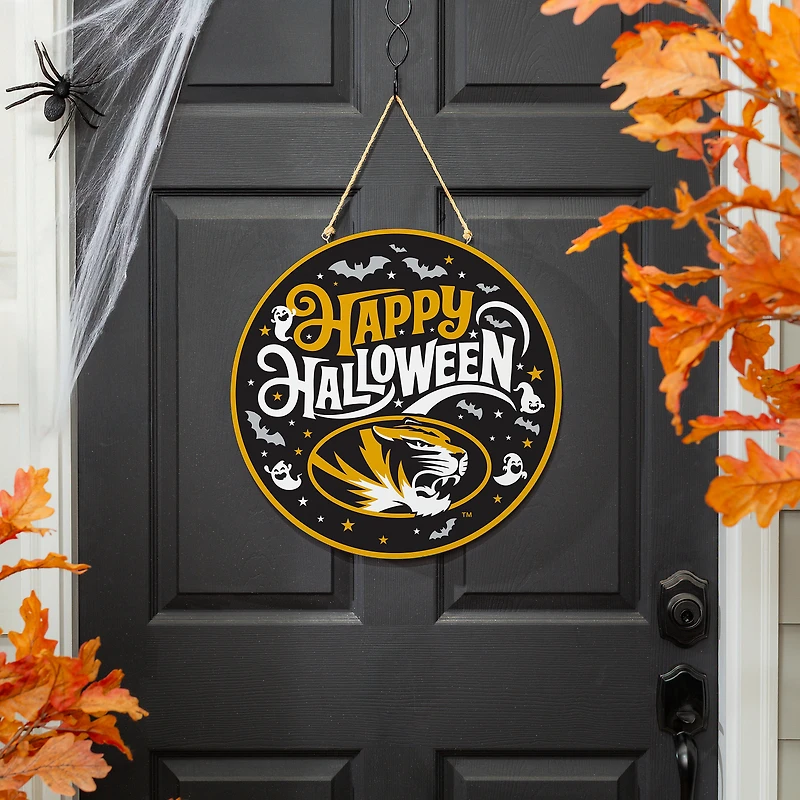 Missouri Tigers 18" Happy Halloween Wooden Round Door Sign