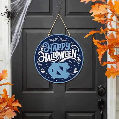 North Carolina Tar Heels 18" Happy Halloween Wooden Round Door Sign