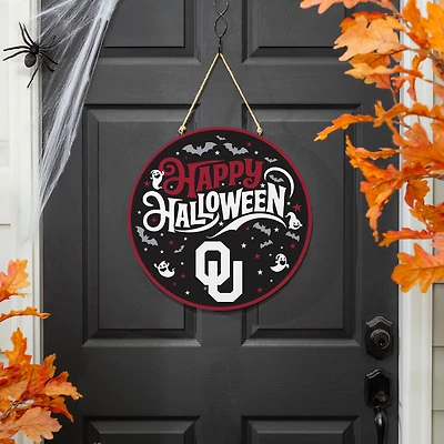 Oklahoma Sooners 18" Happy Halloween Wooden Round Door Sign