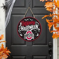 Ohio State Buckeyes 18" Happy Halloween Wooden Round Door Sign