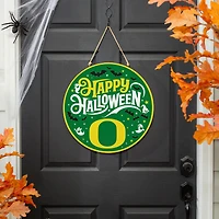 Oregon Ducks 18" Happy Halloween Wooden Round Door Sign