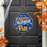 Pitt Panthers 18" Happy Halloween Wooden Round Door Sign
