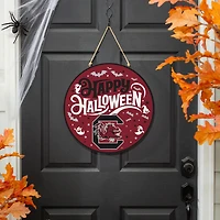 South Carolina Gamecocks 18" Happy Halloween Wooden Round Door Sign